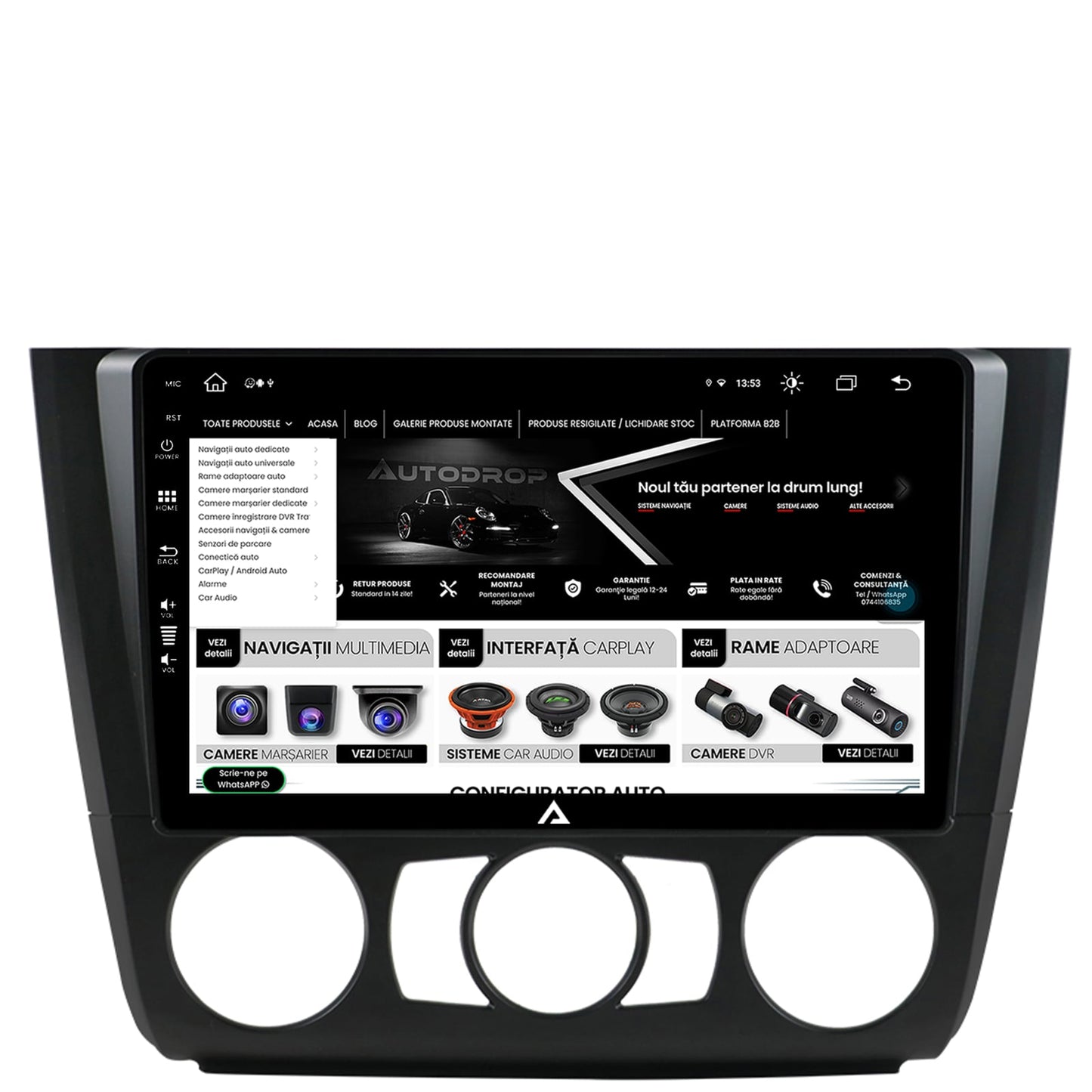 Navigatie BMW Seria 1 E87 (2007-2011), Clima Manuala, Android, Z-Octacore / 8GB RAM + 256GB ROM, 9 Inch - AD-BGZ9008+AD-BGRKIT398