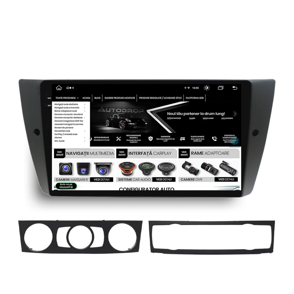 Navigatie BMW Seria 3 E90, E91, E92, Android, X-Octacore / 8GB RAM + 256GB ROM, 9.5 Inch - AD-BGX9008+AD-BGRKIT391