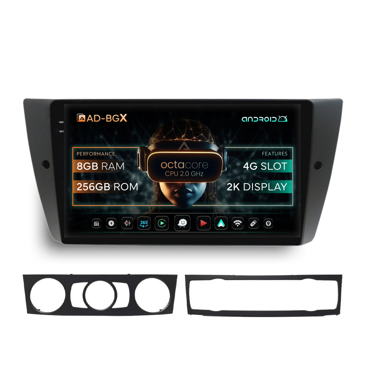 Navigatie BMW Seria 3 E90, E91, E92, Android, X-Octacore / 8GB RAM + 256GB ROM, 9.5 Inch - AD-BGX9008+AD-BGRKIT391