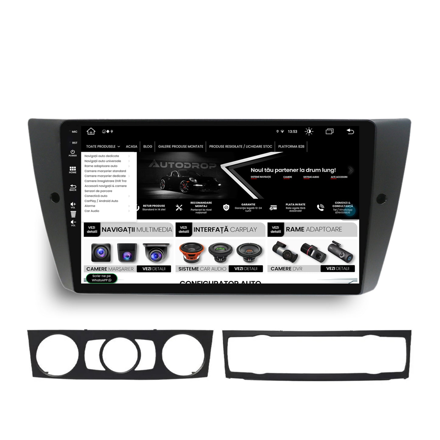Navigatie BMW Seria 3 E90, E91, E92, Android, Z-Octacore / 8GB RAM + 256GB ROM, 9 Inch - AD-BGZ9008+AD-BGRKIT391