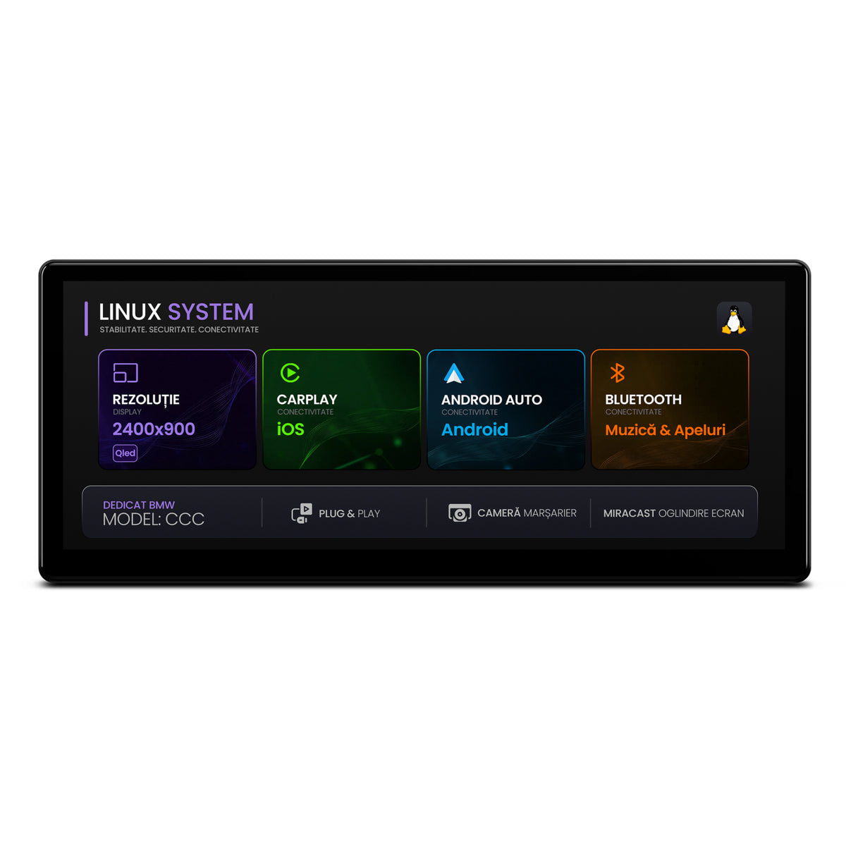Navigatie BMW Seria 3 E90/E91/E92/E93 (2005-2012), Linux OS & OEM, Varianta CCC, CarPlay & Android Auto Wireless, MirrorLink, Camera AHD, 12.3 Inch - AD-BGBMLNX12CC+AD-BGRKITBM007