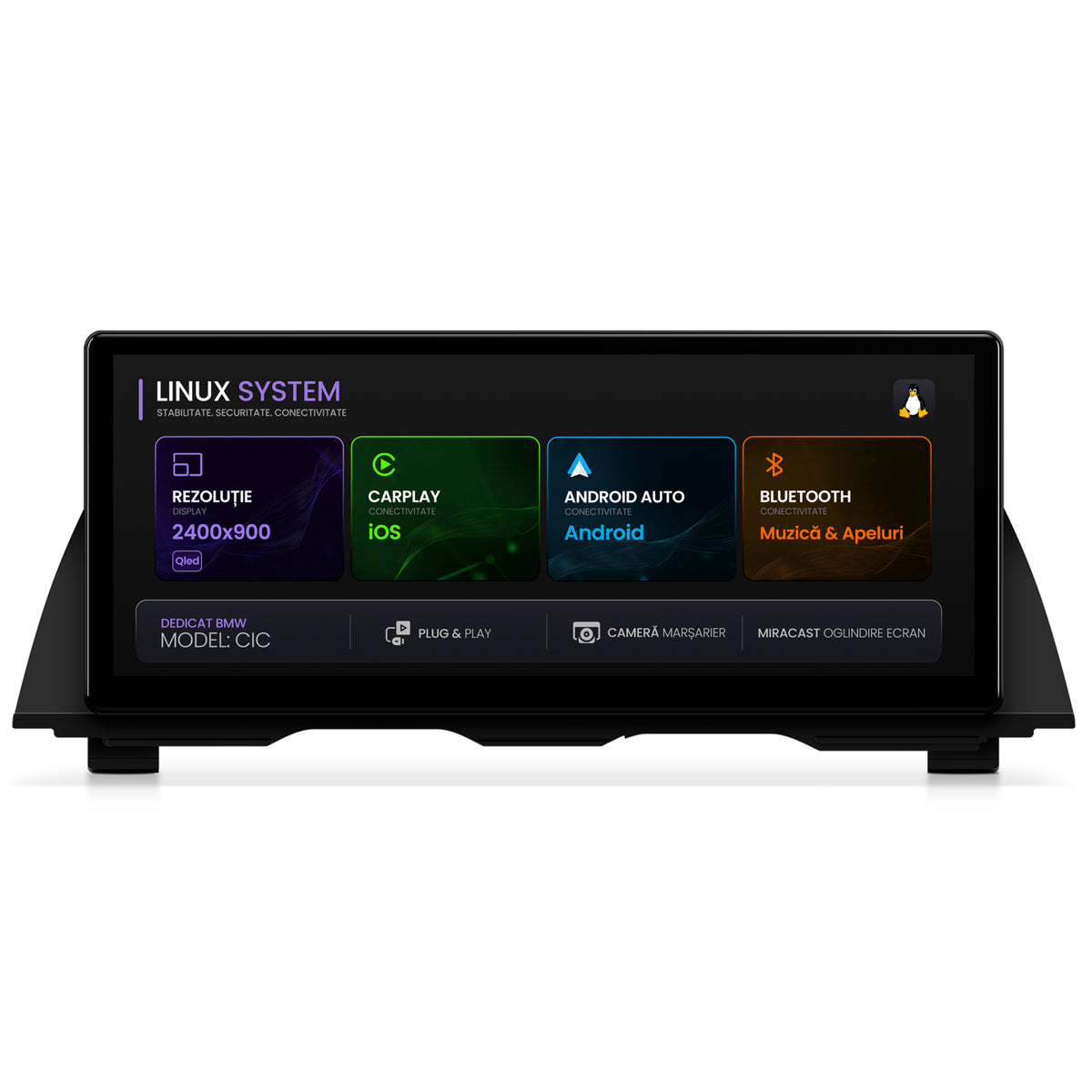 Navigatie BMW Seria 5 F10/F11 (2010-2016), Linux OS & OEM, Varianta CIC, CarPlay & Android Auto Wireless, MirrorLink, Camera AHD, 12.3 Inch - AD-BGBMLNX12CI+AD-BGRKITBM009
