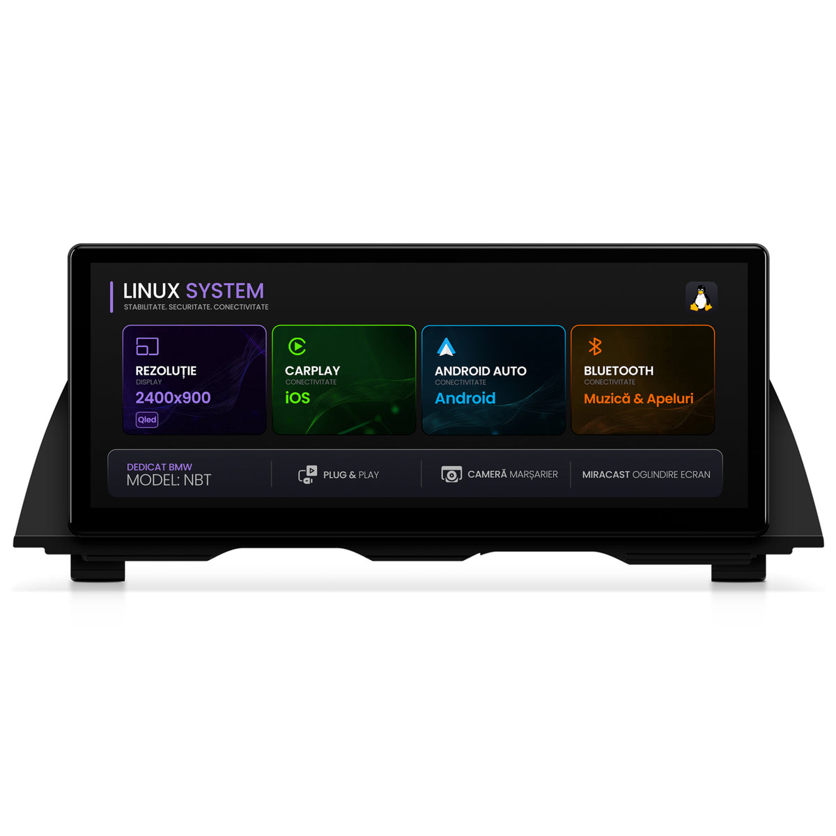 Navigatie BMW Seria 5 GT F07 (2009-2016), Linux OS & OEM, Varianta NBT, CarPlay & Android Auto Wireless, MirrorLink, Camera AHD, 12.3 Inch - AD-BGBMLNX12NB+AD-BGRKITBM008