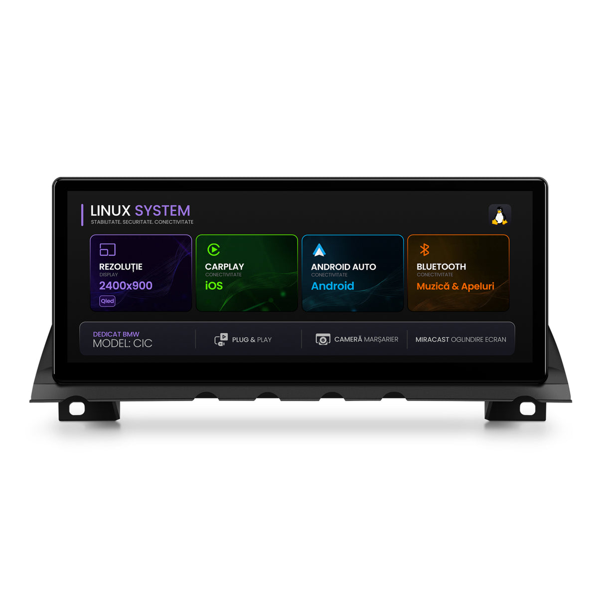 Navigatie BMW Seria 7 F01/F02 (2008-2015), Linux OS & OEM, Varianta CIC, CarPlay & Android Auto Wireless, MirrorLink, Camera AHD, 12.3 Inch - AD-BGBMLNX12CI+AD-BGRKITBM014