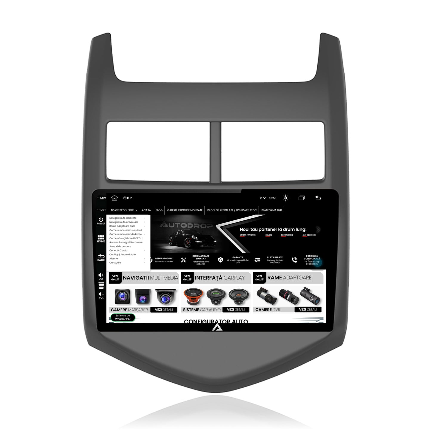 Navigatie Chevrolet Aveo 2 (2010-2015), Android, Z-Octacore / 8GB RAM + 256GB ROM, 9 Inch - AD-BGZ9008+AD-BGRKIT239