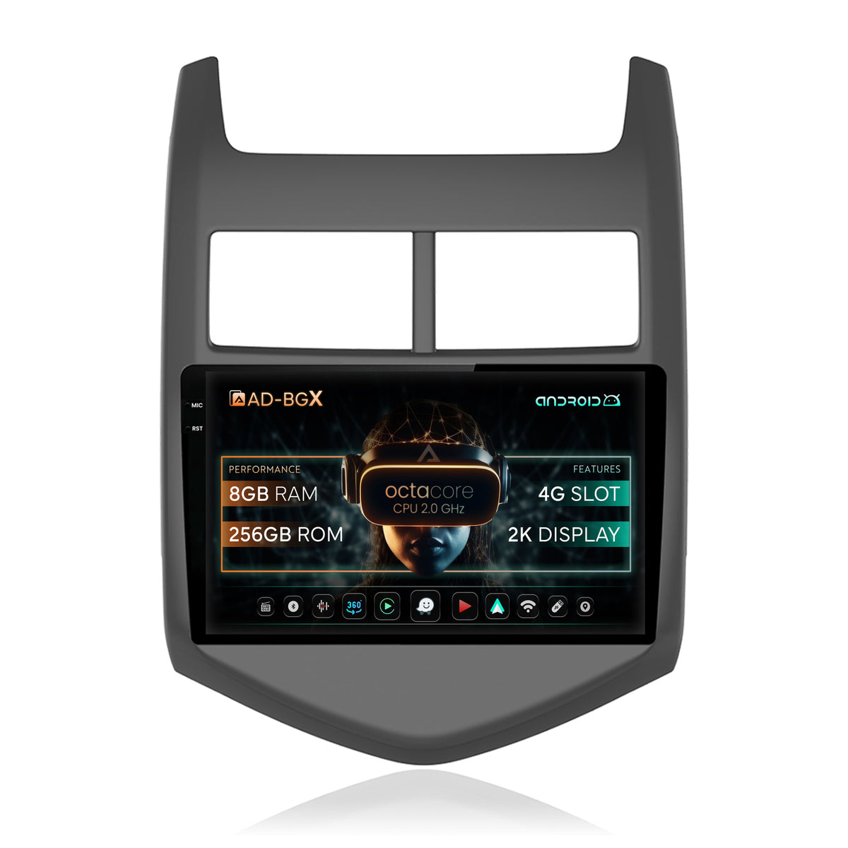 Navigatie Chevrolet Aveo 2 (2010-2015), Android, X-Octacore / 8GB RAM + 256GB ROM, 9.5 Inch - AD-BGX9008+AD-BGRKIT239
