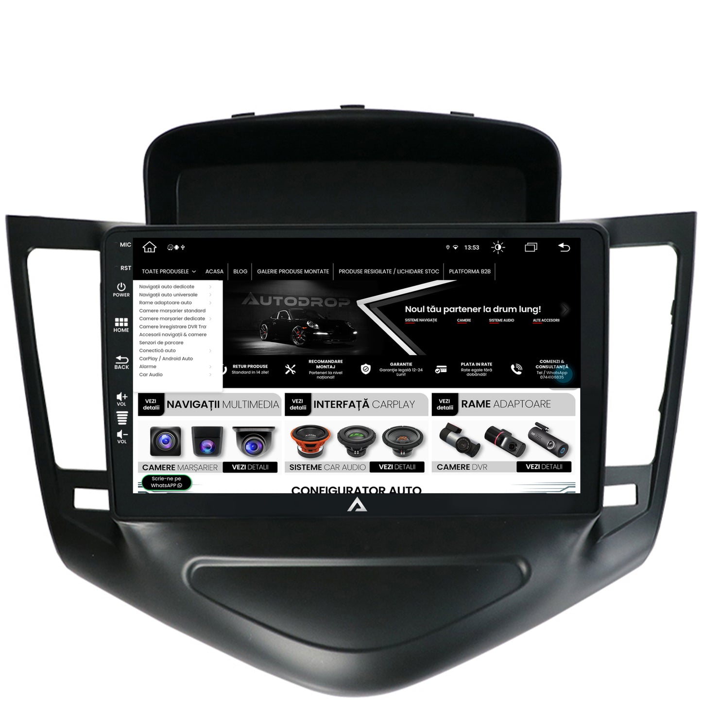 Navigatie Chevrolet Cruze (2008-2014), Android, Z-Octacore / 8GB RAM + 256GB ROM, 9 Inch - AD-BGZ9008+AD-BGRKIT237