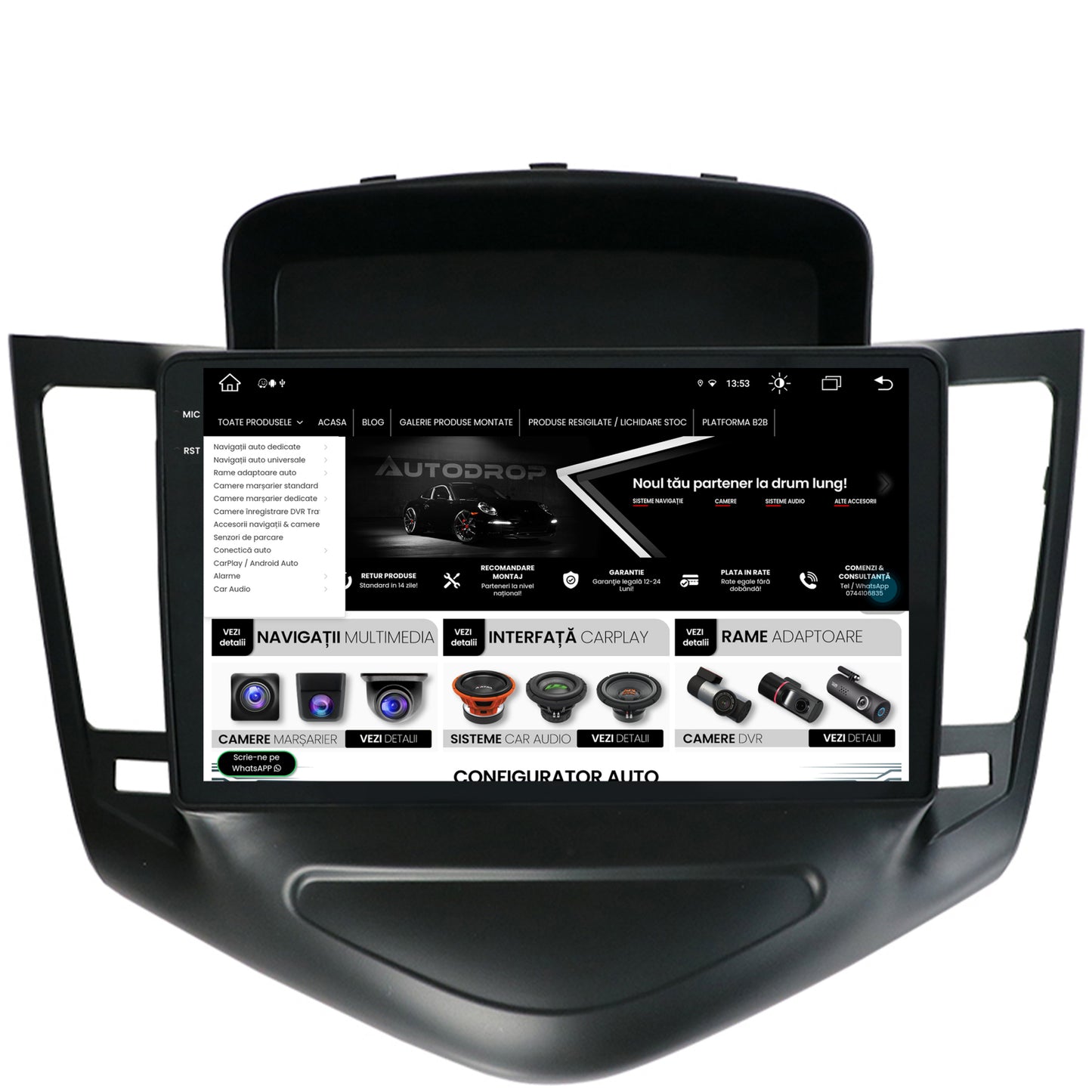 Navigatie Chevrolet Cruze (2008-2014), Android, V-Octacore / 4GB RAM + 64GB ROM, 9.5 Inch - AD-BGV9004+AD-BGRKIT237
