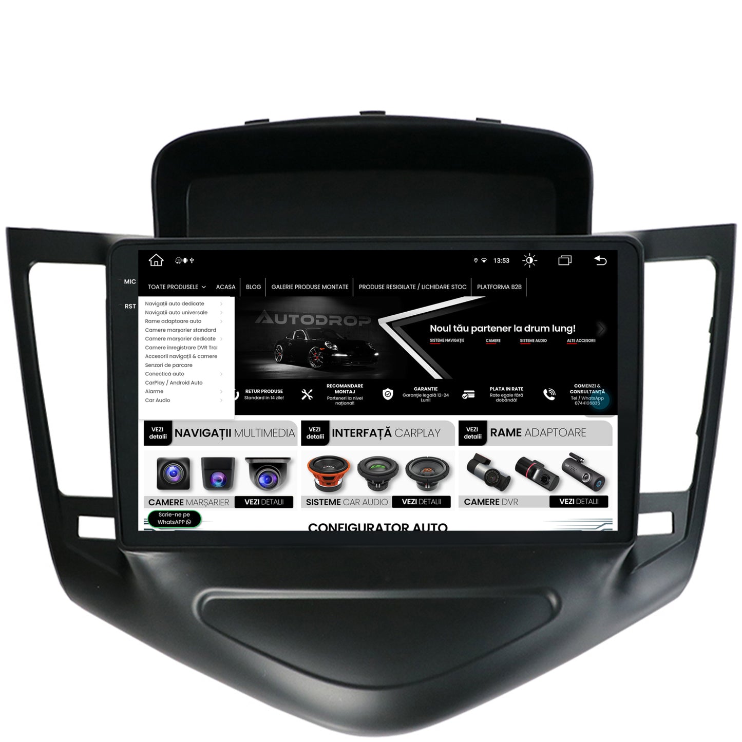 Navigatie Chevrolet Cruze (2008-2014), Android, X-Octacore / 8GB RAM + 256GB ROM, 9.5 Inch - AD-BGX9008+AD-BGRKIT237