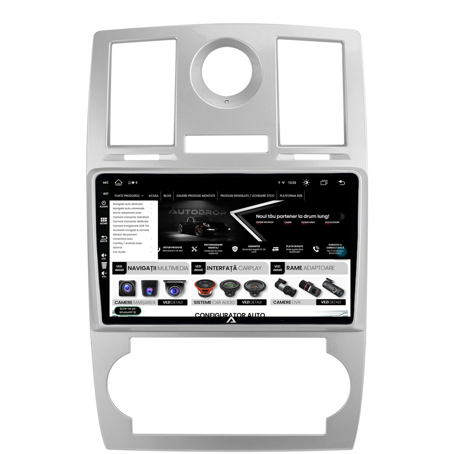 Navigatie Chrysler 300C (2004-2011), Android, Z-Octacore / 8GB RAM + 256GB ROM, 9 Inch - AD-BGZ9008+AD-BGRKIT421