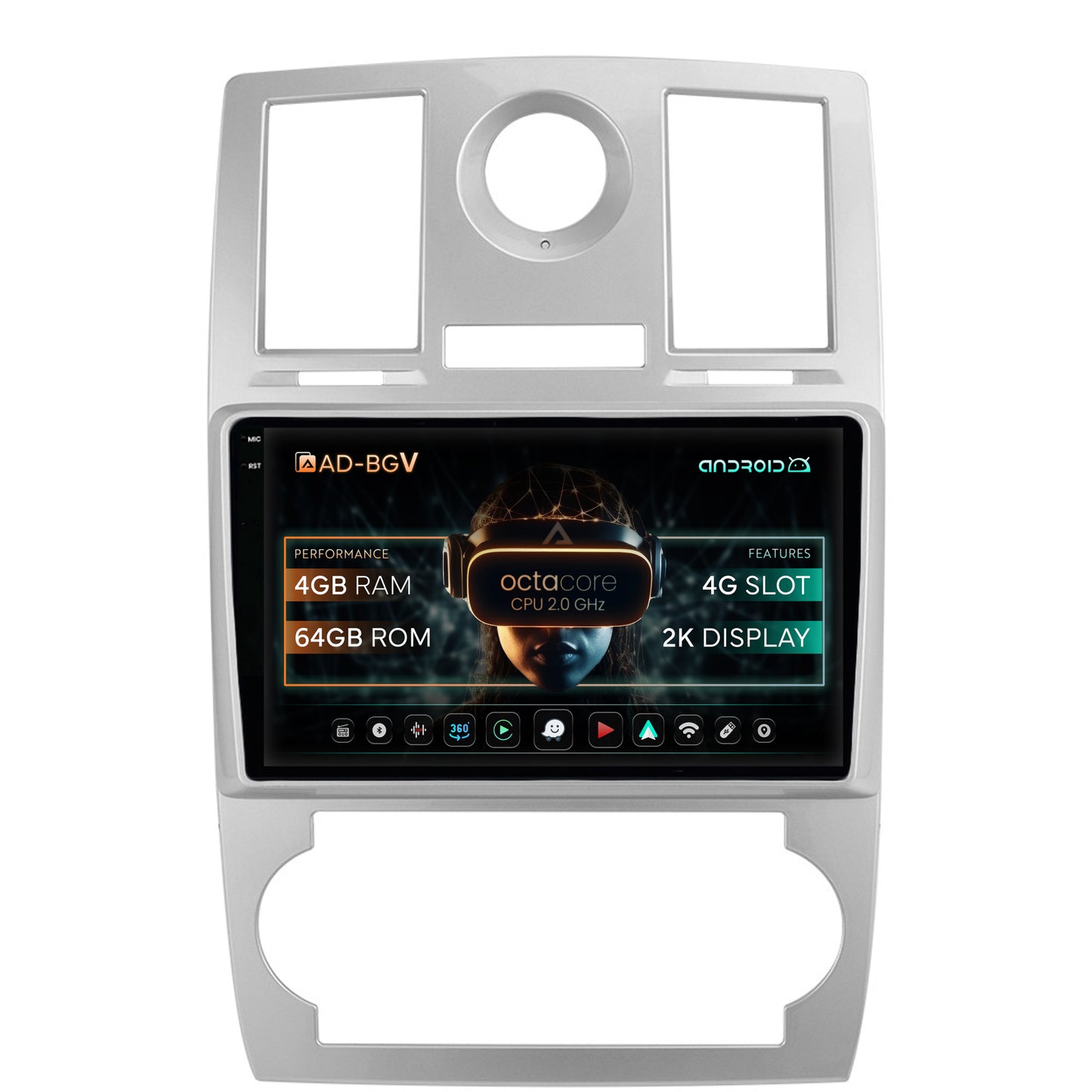Navigatie Chrysler 300C (2004-2011), Android, V-Octacore / 4GB RAM + 64GB ROM, 9.5 Inch - AD-BGV9004+AD-BGRKIT421
