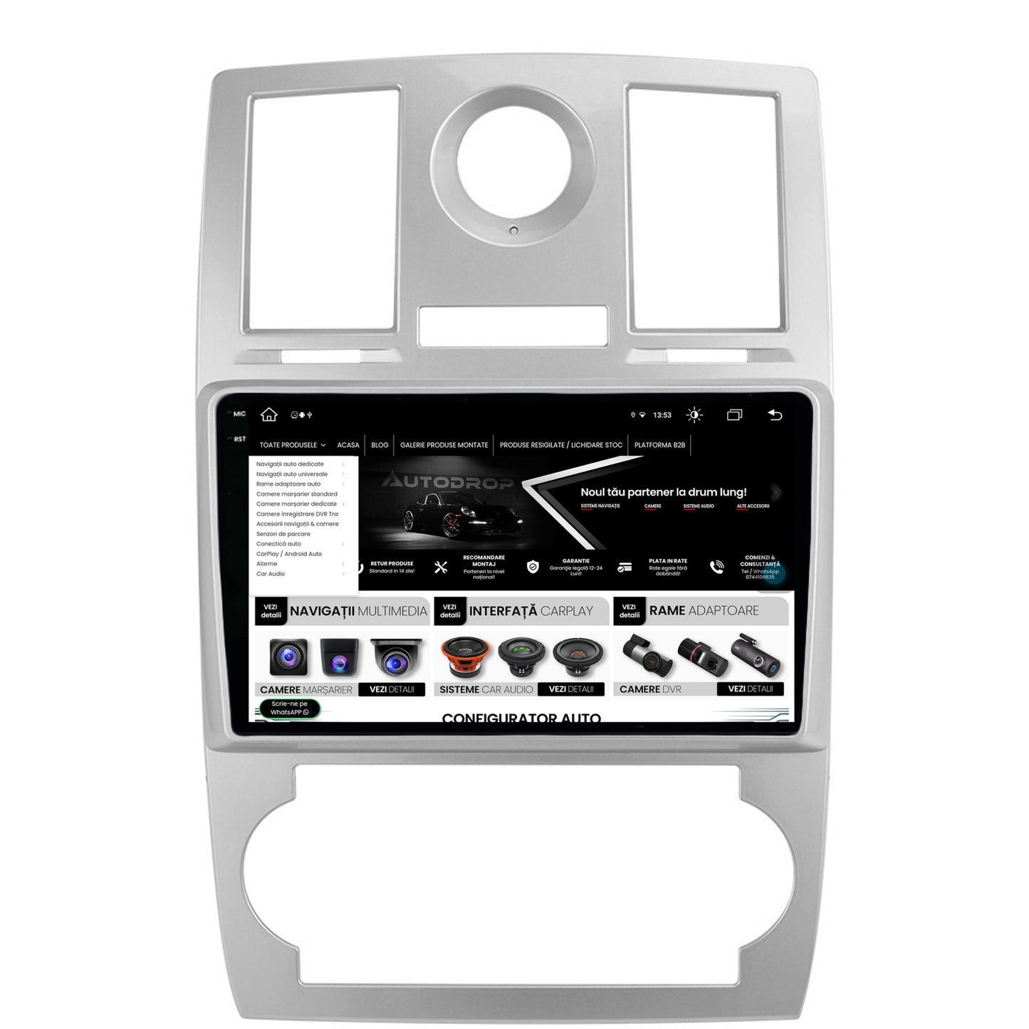 Navigatie Chrysler 300C (2004-2011), Android, V-Octacore / 4GB RAM + 64GB ROM, 9.5 Inch - AD-BGV9004+AD-BGRKIT421