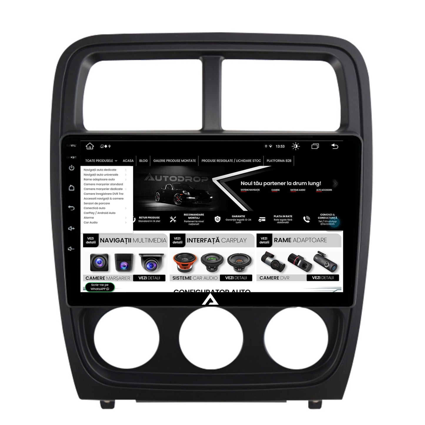 Navigatie Dodge Caliber (2010-2012), Android, Z-Octacore / 8GB RAM + 256GB ROM, 9 Inch - AD-BGZ9008+AD-BGRKIT295V2