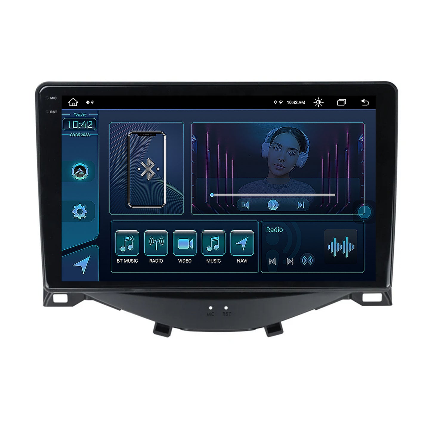 Navigatie Citroen C1 / Peugeot 108 / Toyota AYGO (2014-2022), Android, X-Octacore / 8GB RAM + 256GB ROM, 9.5 Inch - AD-BGX9008+AD-BGRKIT101