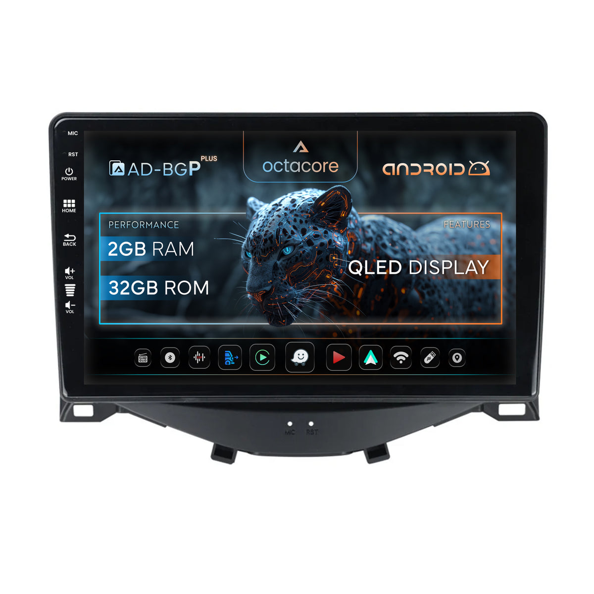 Navigatie Citroen C1 / Peugeot 108 / Toyota AYGO (2014-2022), Android, P-Octacore / 2GB RAM + 32GB ROM, 9 Inch - AD-BGP9002+AD-BGRKIT101