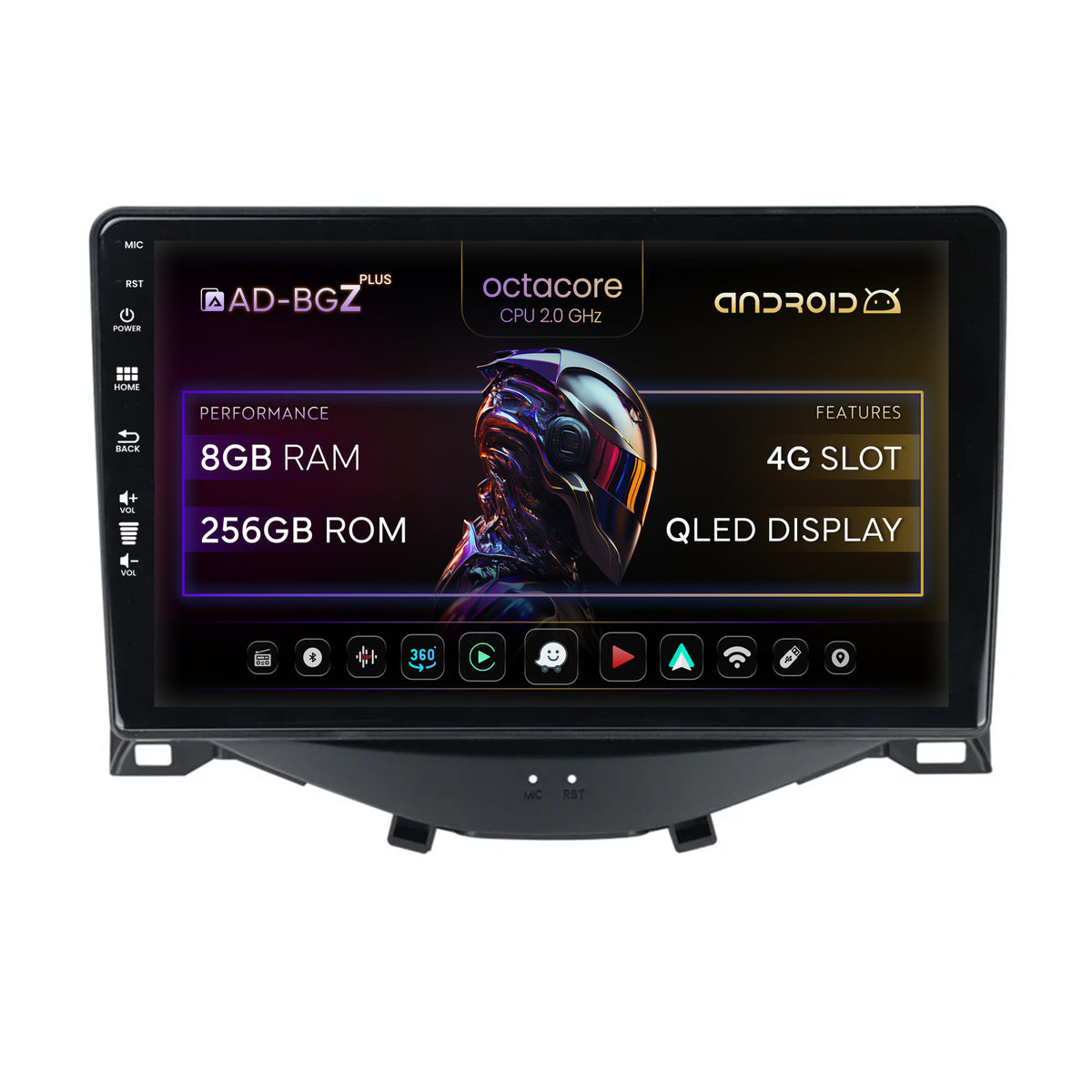 Navigatie Citroen C1 / Peugeot 108 / Toyota AYGO (2014-2022), Android, Z-Octacore / 8GB RAM + 256GB ROM, 9 Inch - AD-BGZ9008+AD-BGRKIT101
