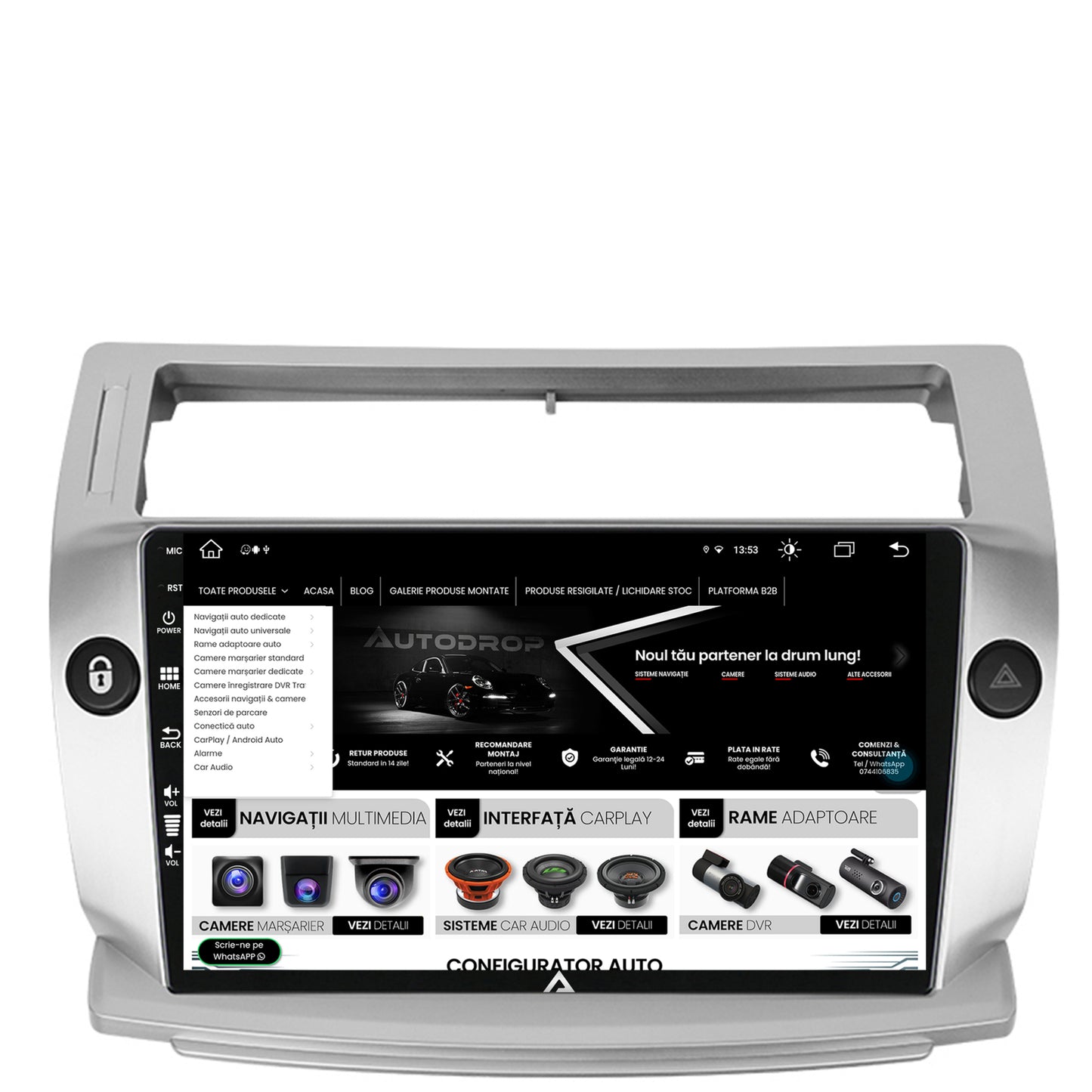 Navigatie Citroen C4 (2004-2014), Android, Z-Octacore / 8GB RAM + 256GB ROM, 9 Inch - AD-BGZ9008+AD-BGRKIT346