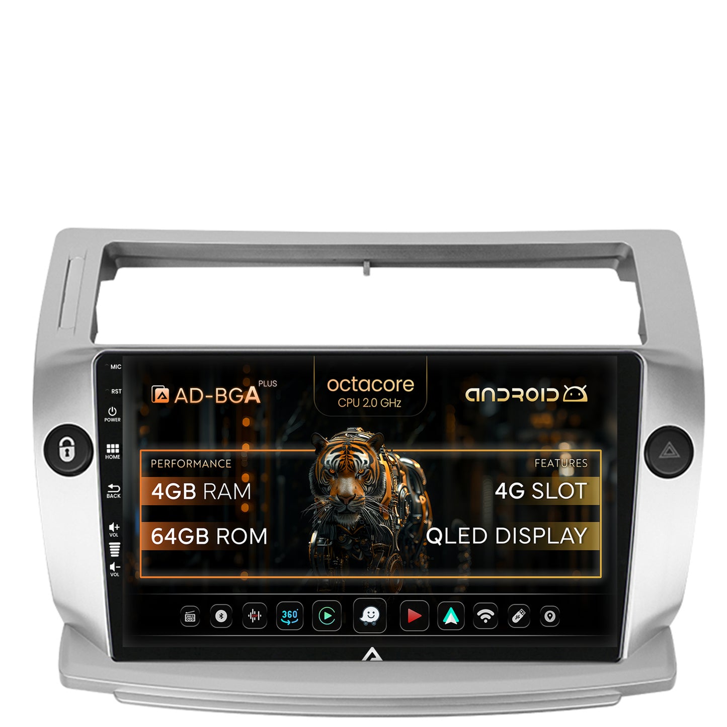 Navigatie Citroen C4 (2004-2014), Android, A-Octacore / 4GB RAM + 64GB ROM, 9 Inch - AD-BGA9004+AD-BGRKIT346