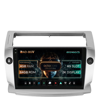 Navigatie Citroen C4 (2004-2014), Android, V-Octacore / 4GB RAM + 64GB ROM, 9.5 Inch - AD-BGV9004+AD-BGRKIT346
