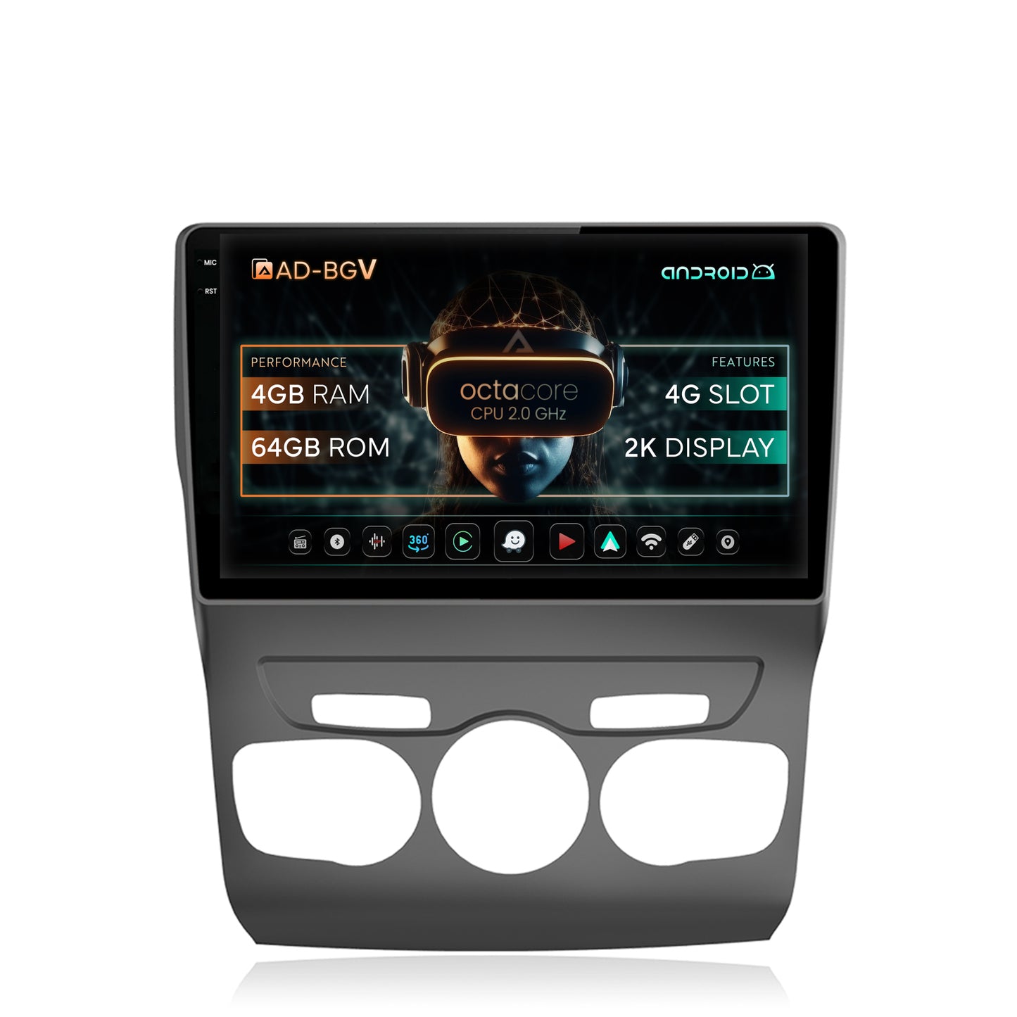 Navigatie Citroen C4L (2011-2016), Android, V-Octacore / 4GB RAM + 64GB ROM, 10.36 Inch - AD-BGV10004+AD-BGRKIT342