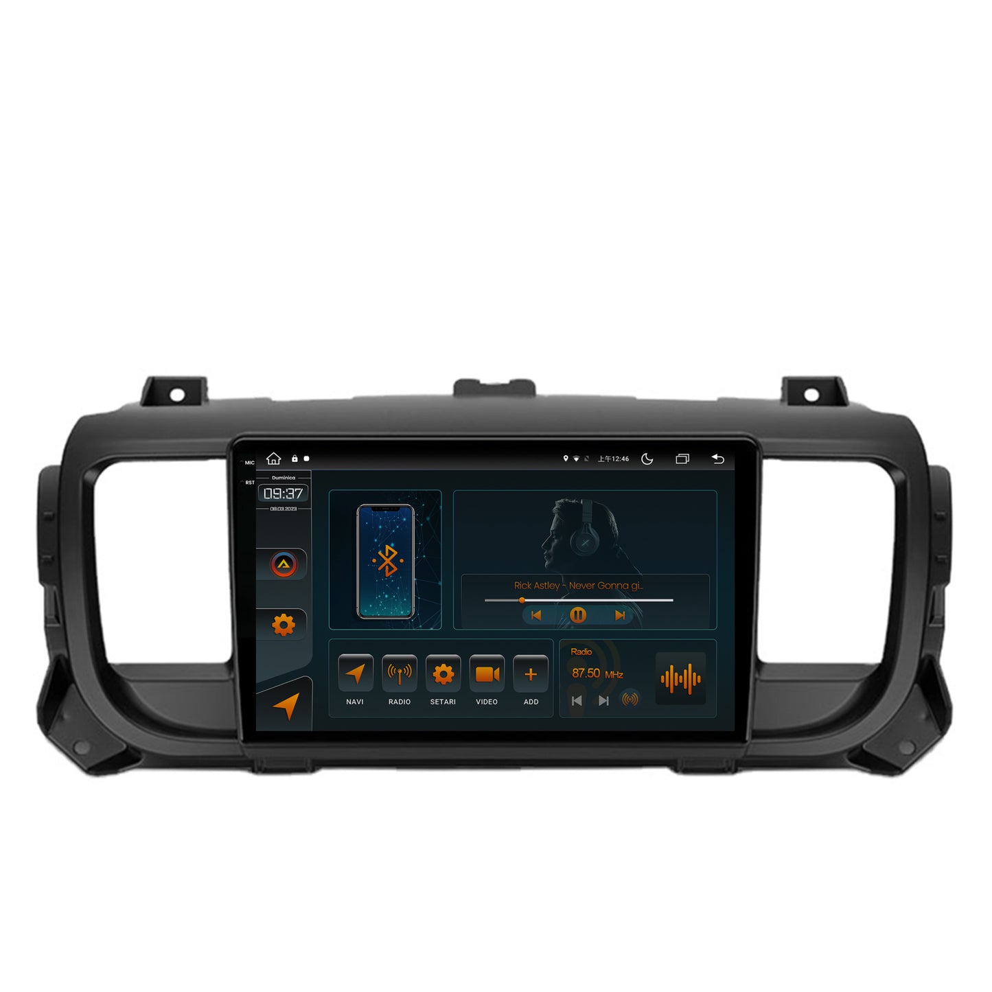 Navigatie Citroen Jumpy / Peugeot Expert (2017-2021), Android, V-Octacore / 4GB RAM + 64GB ROM, 9.5 Inch - AD-BGV9004+AD-BGRKIT348