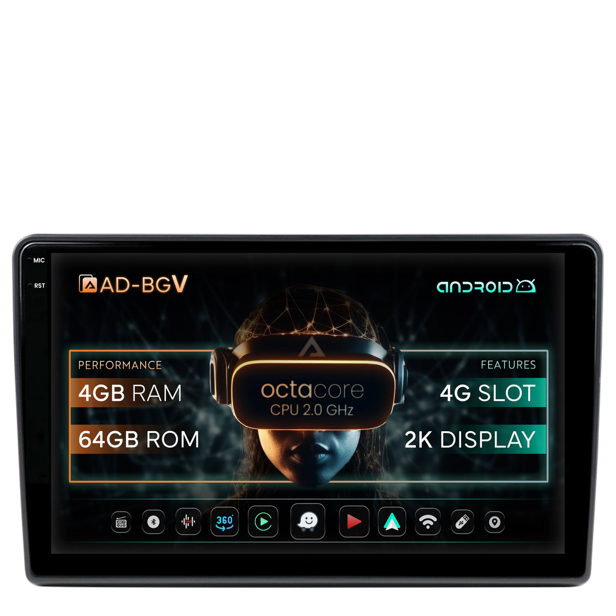 Navigatie Citroen Nemo/ Fiat Fiorino/ Peugeot Bipper (2007-2021), Android, V-Octacore / 4GB RAM + 64GB ROM, 10.1 Inch - AD-BGV10004+AD-BGRKIT331