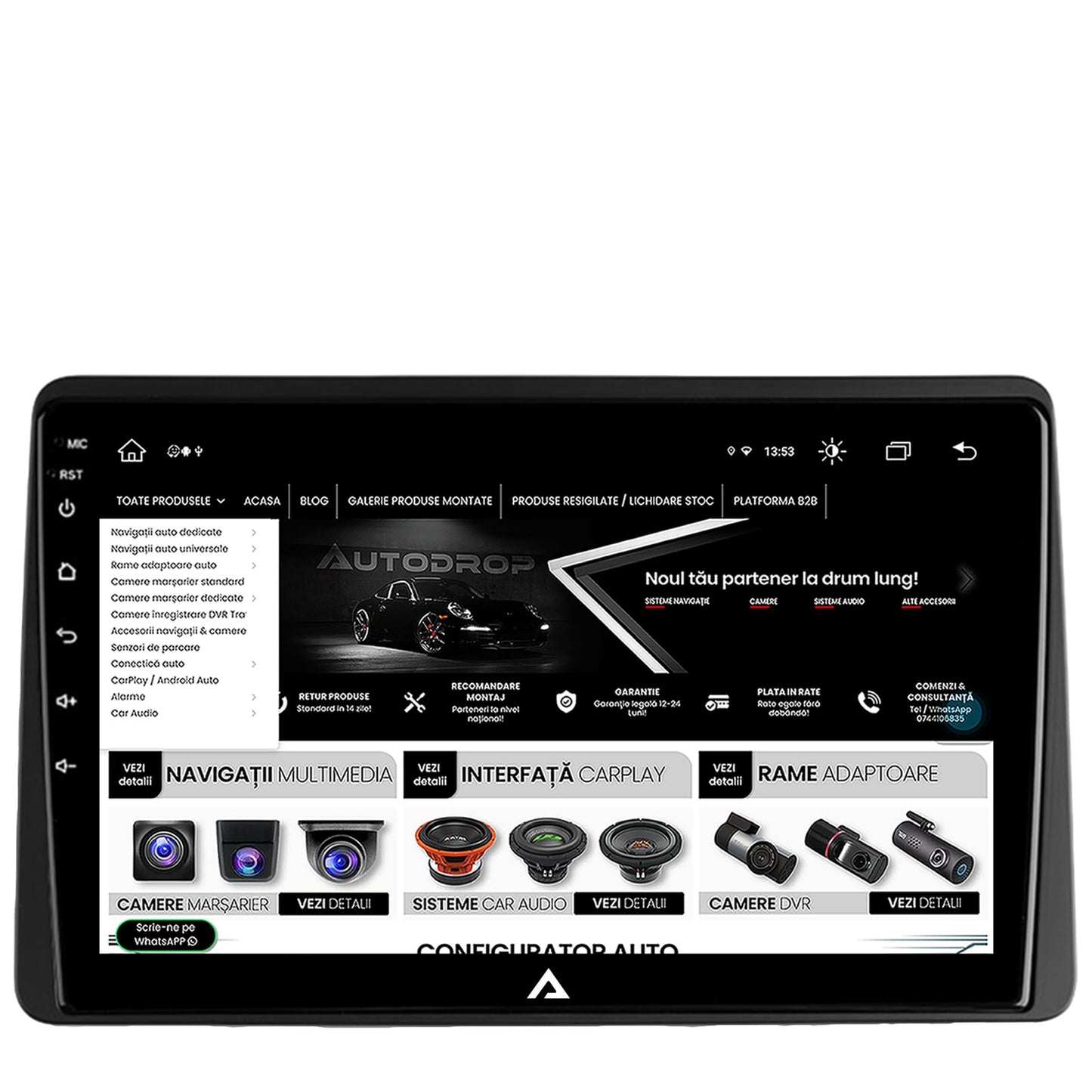 Navigatie Dacia Duster (2018-2021), Android, Z-Octacore / 8GB RAM + 256GB ROM, 10.1 Inch - AD-BGZ10008+AD-BGRKIT374