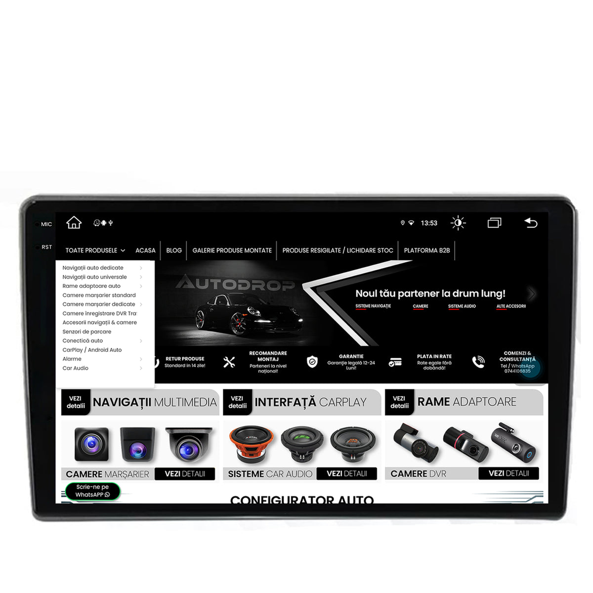 Navigatie Dacia Duster (2024+), Android, V-Octacore / 4GB RAM + 64GB ROM, 10.36 Inch - AD-BGV10004+AD-BGRKIT313