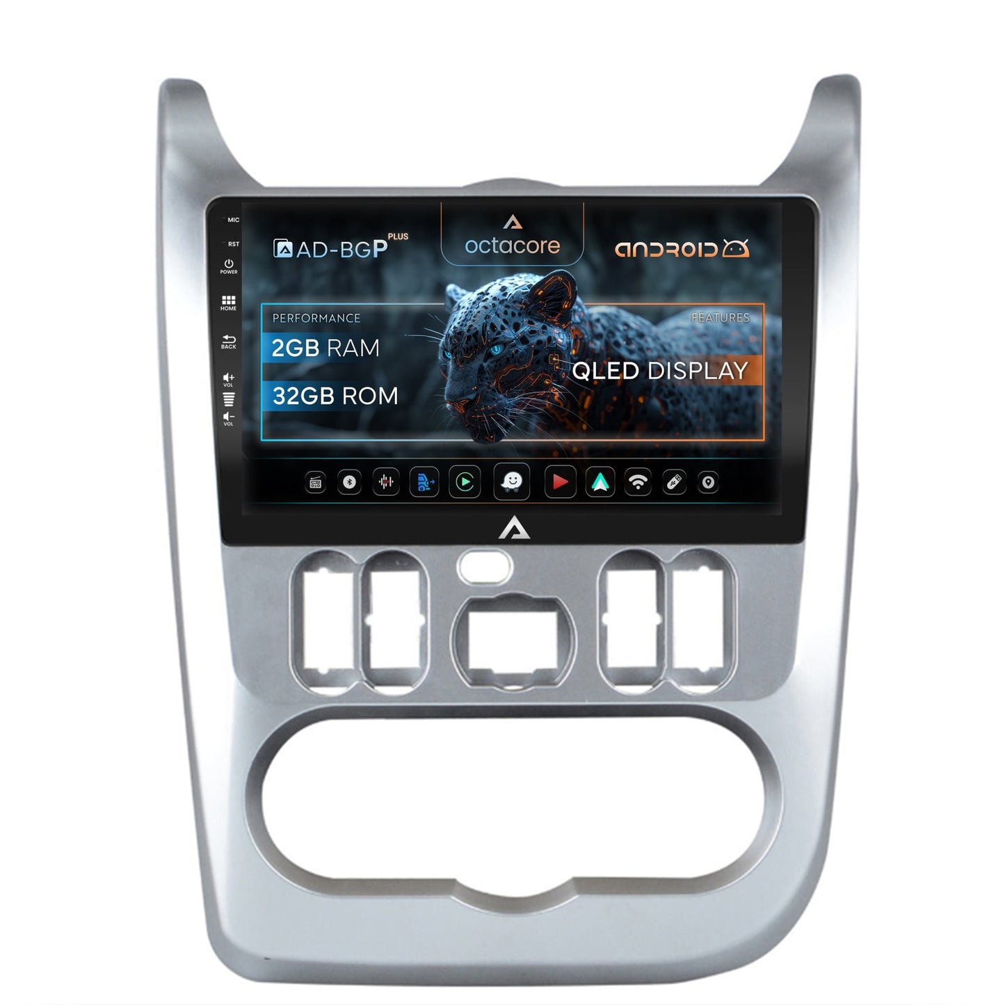 Navigatie Dacia Logan / Duster / Sandero (2008-2013), Android, P-Octacore / 2GB RAM + 32GB ROM, 9 Inch - AD-BGP9002+AD-BGRKIT367