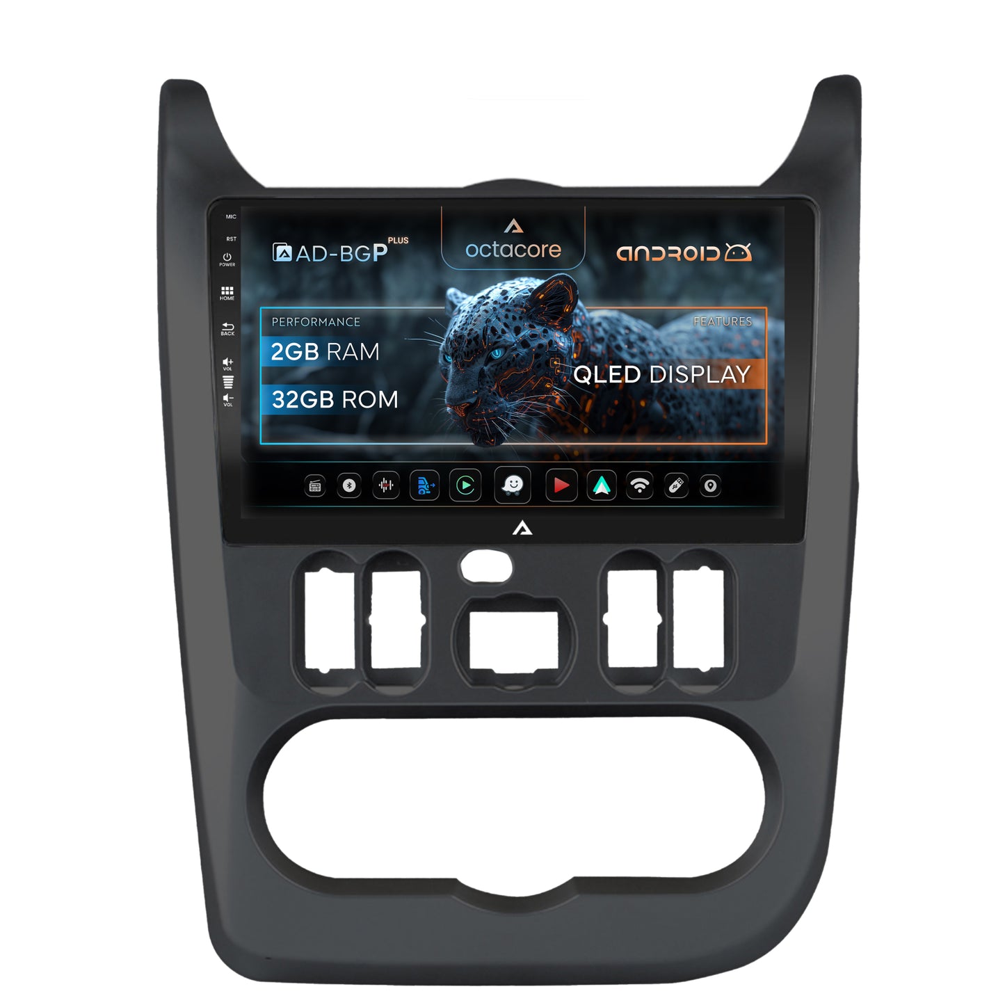 Navigatie Dacia Logan / Duster / Sandero (2008-2013), Android, P-Octacore / 2GB RAM + 32GB ROM, 9 Inch - AD-BGP9002+AD-BGRKIT367B