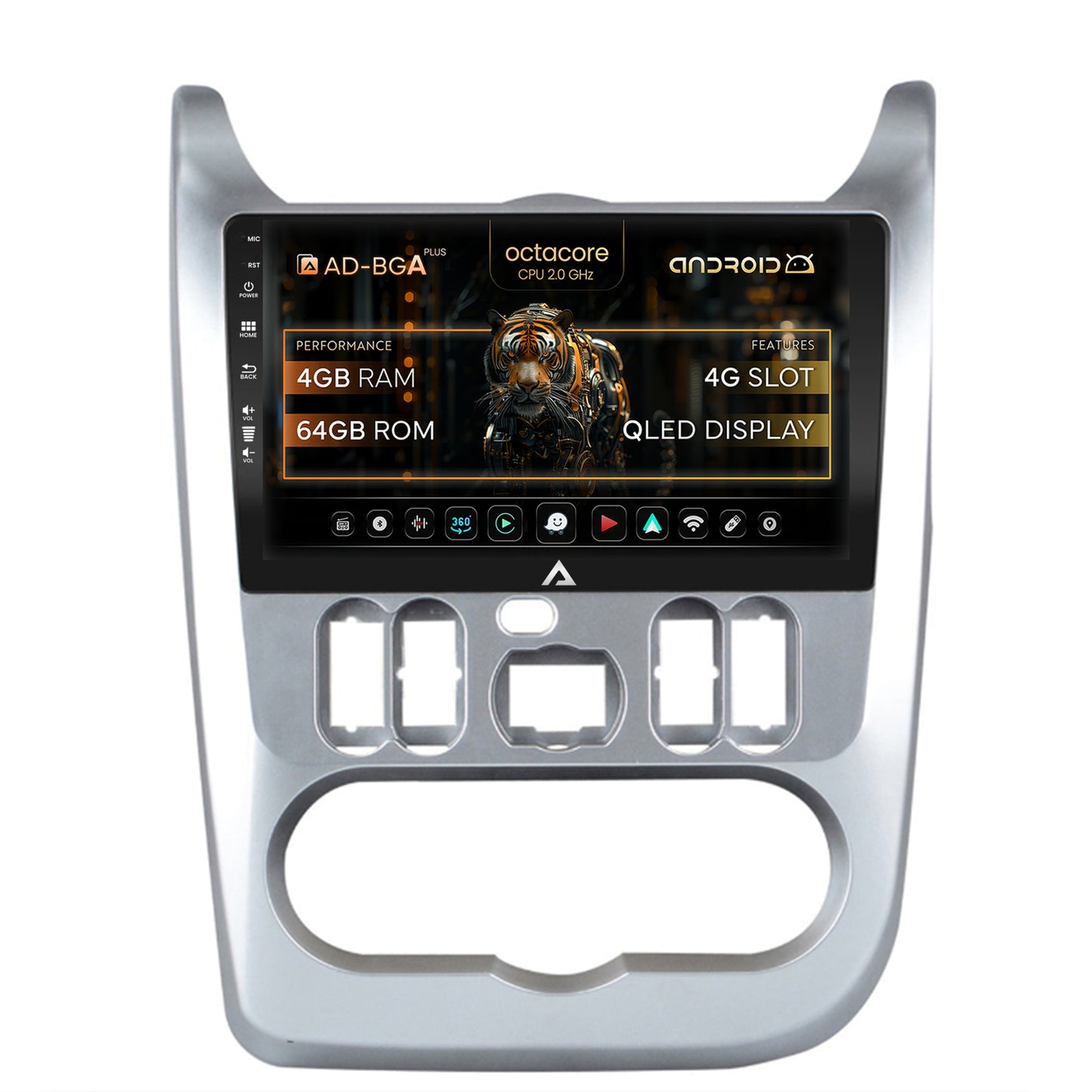 Navigatie Dacia Logan / Duster / Sandero (2009-2013), Android, A-Octacore / 4GB RAM + 64GB ROM, 9 Inch - AD-BGA9004+AD-BGRKIT367