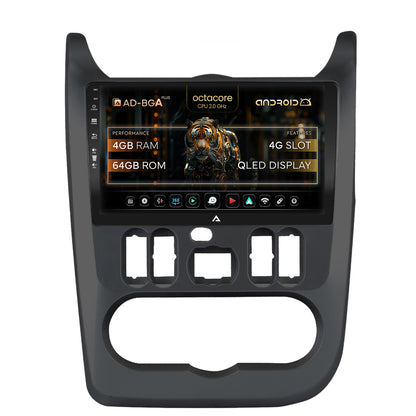 Navigatie Dacia Logan / Duster / Sandero (2009-2013), Android, A-Octacore / 4GB RAM + 64GB ROM, 9 Inch - AD-BGA9004+AD-BGRKIT367B