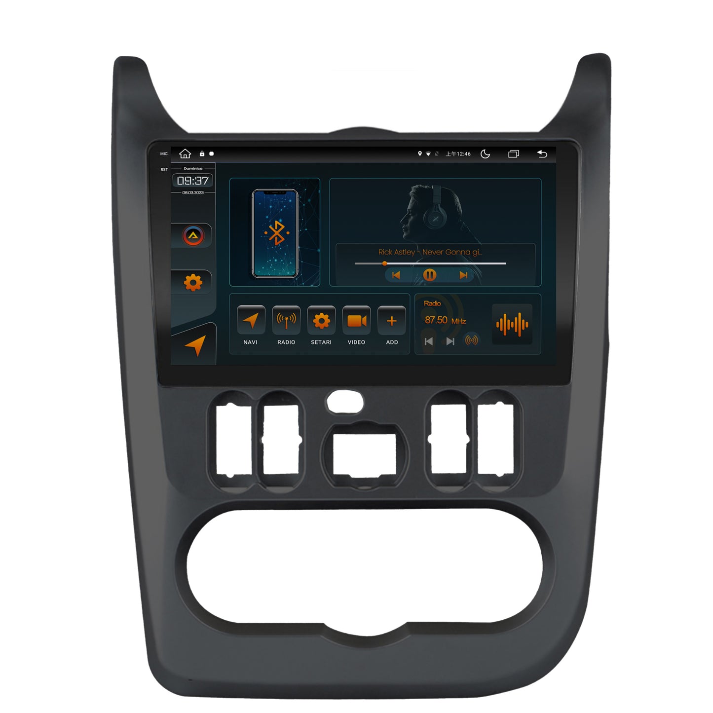 Navigatie Dacia Logan, Duster, Sandero (2009-2013), Android, V-Octacore / 4GB RAM + 64GB ROM, 9.5 Inch - AD-BGV9004+AD-BGRKIT367B