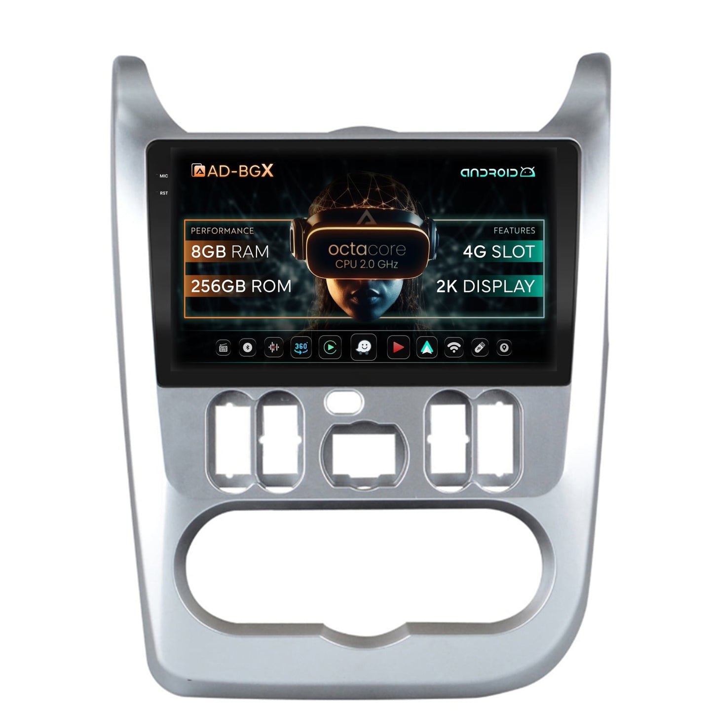 Navigatie Dacia Logan, Duster, Sandero (2009-2013), Android, X-Octacore / 8GB RAM + 256GB ROM, 9.5 Inch - AD-BGX9008+AD-BGRKIT367