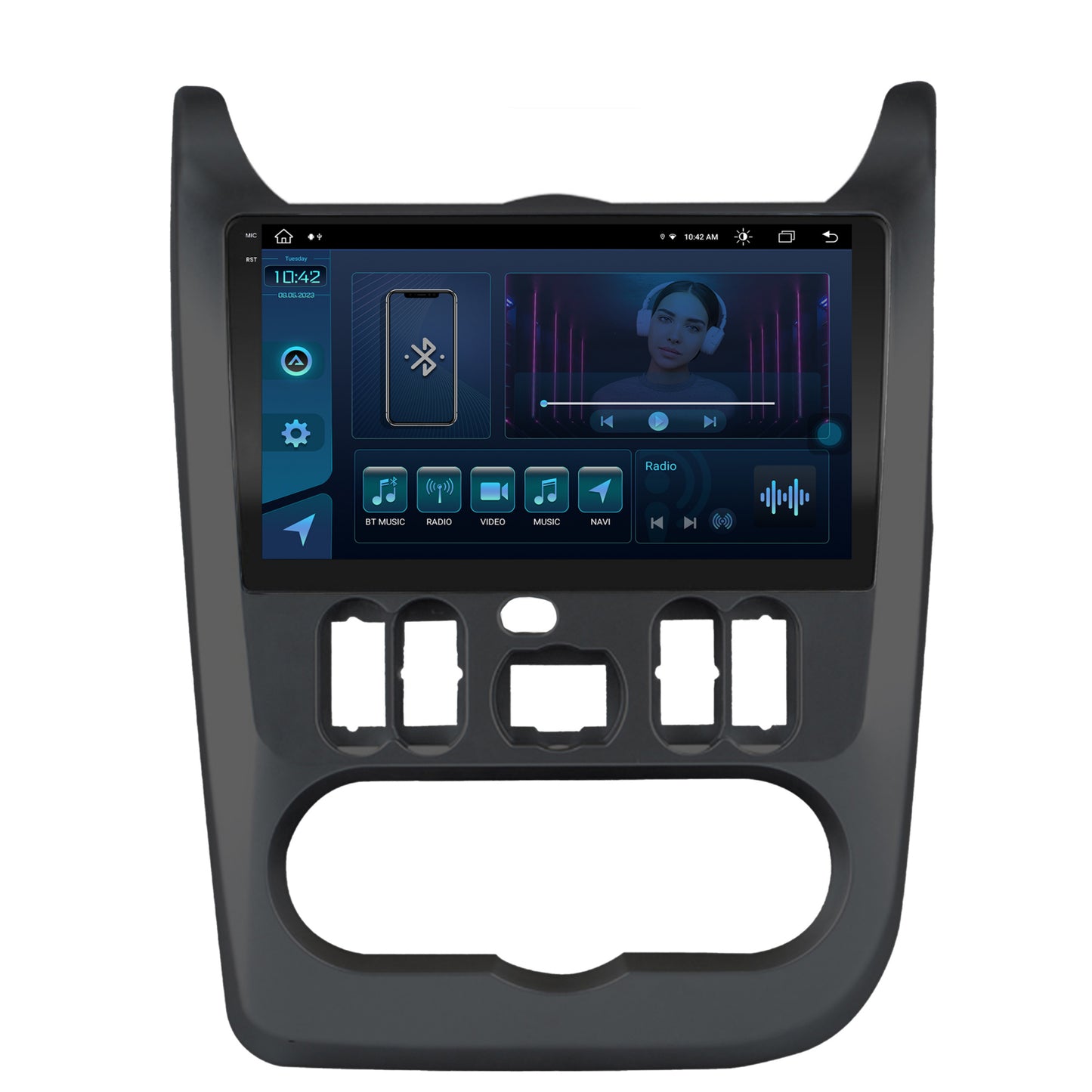 Navigatie Dacia Logan, Duster, Sandero (2009-2013), Android, X-Octacore / 8GB RAM + 256GB ROM, 9.5 Inch - AD-BGX9008+AD-BGRKIT367B