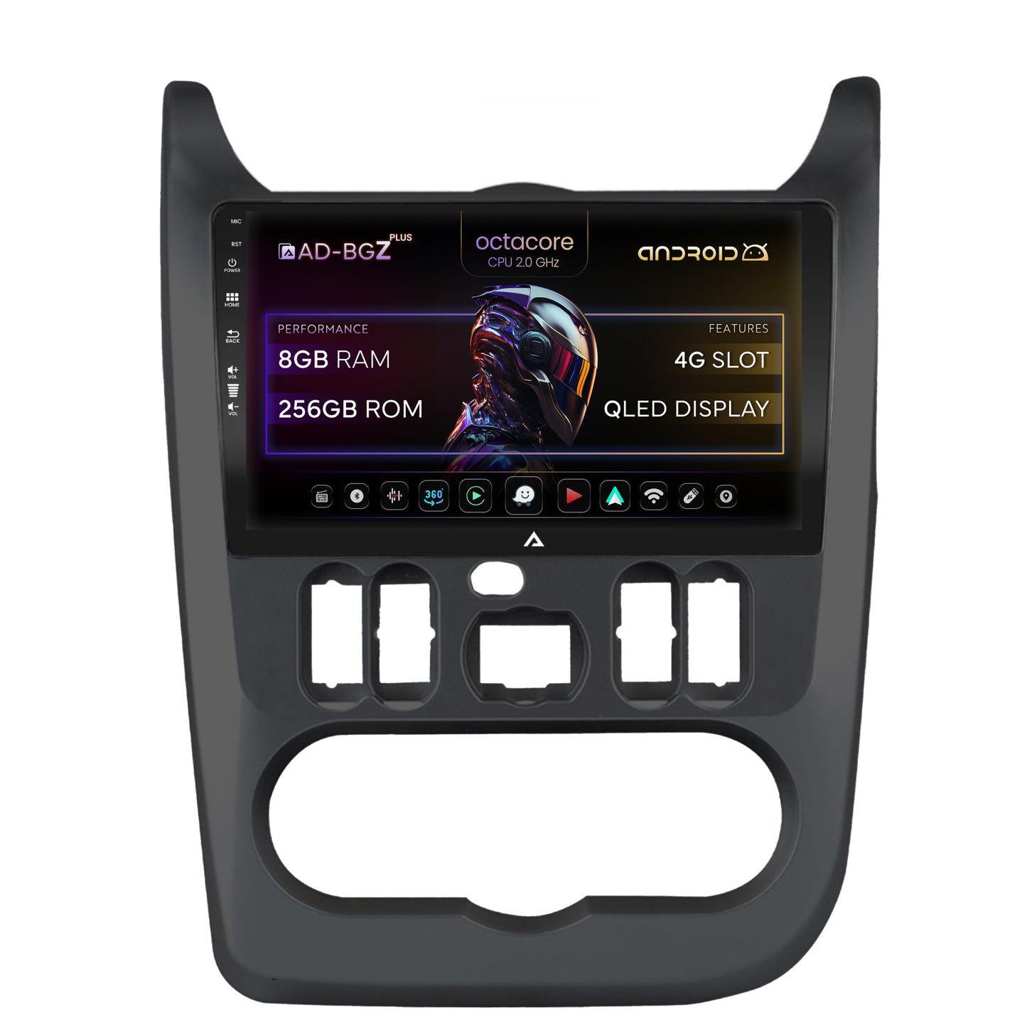 Navigatie Dacia Logan, Duster, Sandero (2009-2013), Android, Z-Octacore / 8GB RAM + 256GB ROM, 9 Inch - AD-BGZ9008+AD-BGRKIT367B