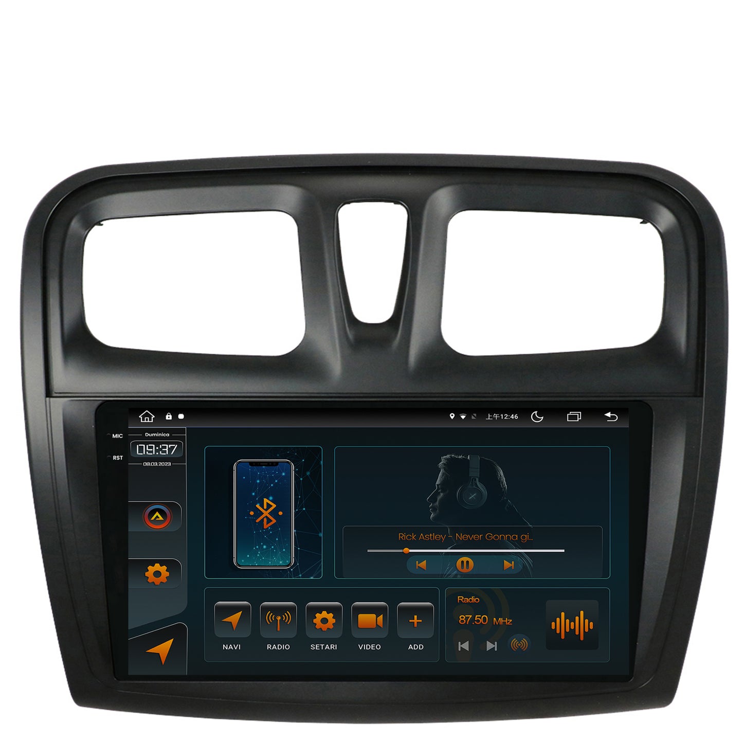 Navigatie Dacia Logan / Sandero, Android, V-Octacore / 4GB RAM + 64GB ROM, 9.5 Inch - AD-BGV9004+AD-BGRKIT375