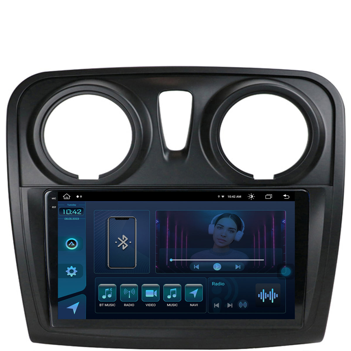 Navigatie Dacia Logan / Sandero, Android, X-Octacore / 8GB RAM + 256GB ROM, 9.5 Inch - AD-BGX9008+AD-BGRKIT376
