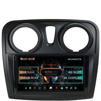 Navigatie Dacia Logan / Sandero, Android, X-Octacore / 8GB RAM + 256GB ROM, 9.5 Inch - AD-BGX9008+AD-BGRKIT376