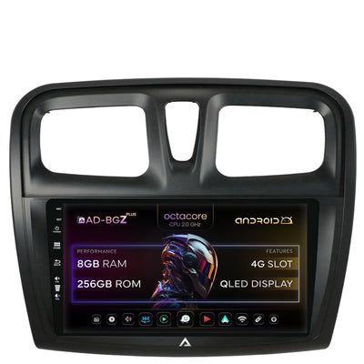 Navigatie Dacia Logan / Sandero, Android, Z-Octacore / 8GB RAM + 256GB ROM, 9 Inch - AD-BGZ9008+AD-BGRKIT375
