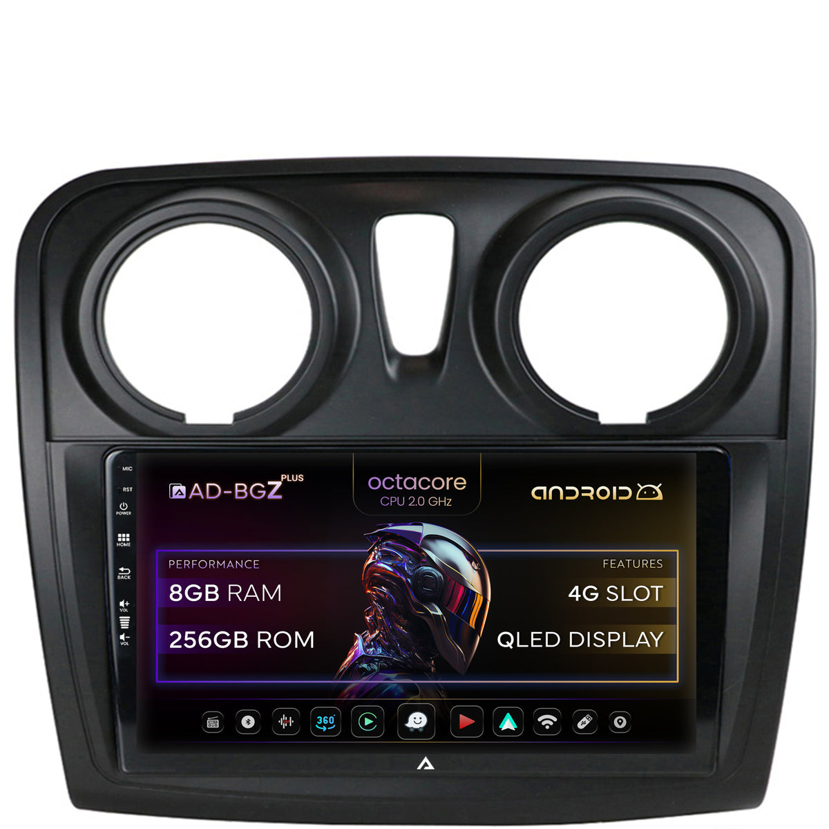 Navigatie Dacia Logan / Sandero, Android, Z-Octacore / 8GB RAM + 256GB ROM, 9 Inch - AD-BGZ9008+AD-BGRKIT376