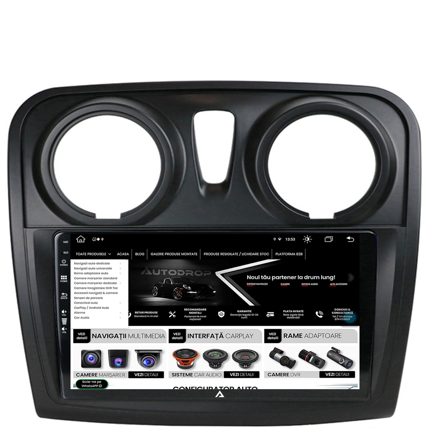 Navigatie Dacia Logan / Sandero, Android, Z-Octacore / 8GB RAM + 256GB ROM, 9 Inch - AD-BGZ9008+AD-BGRKIT376