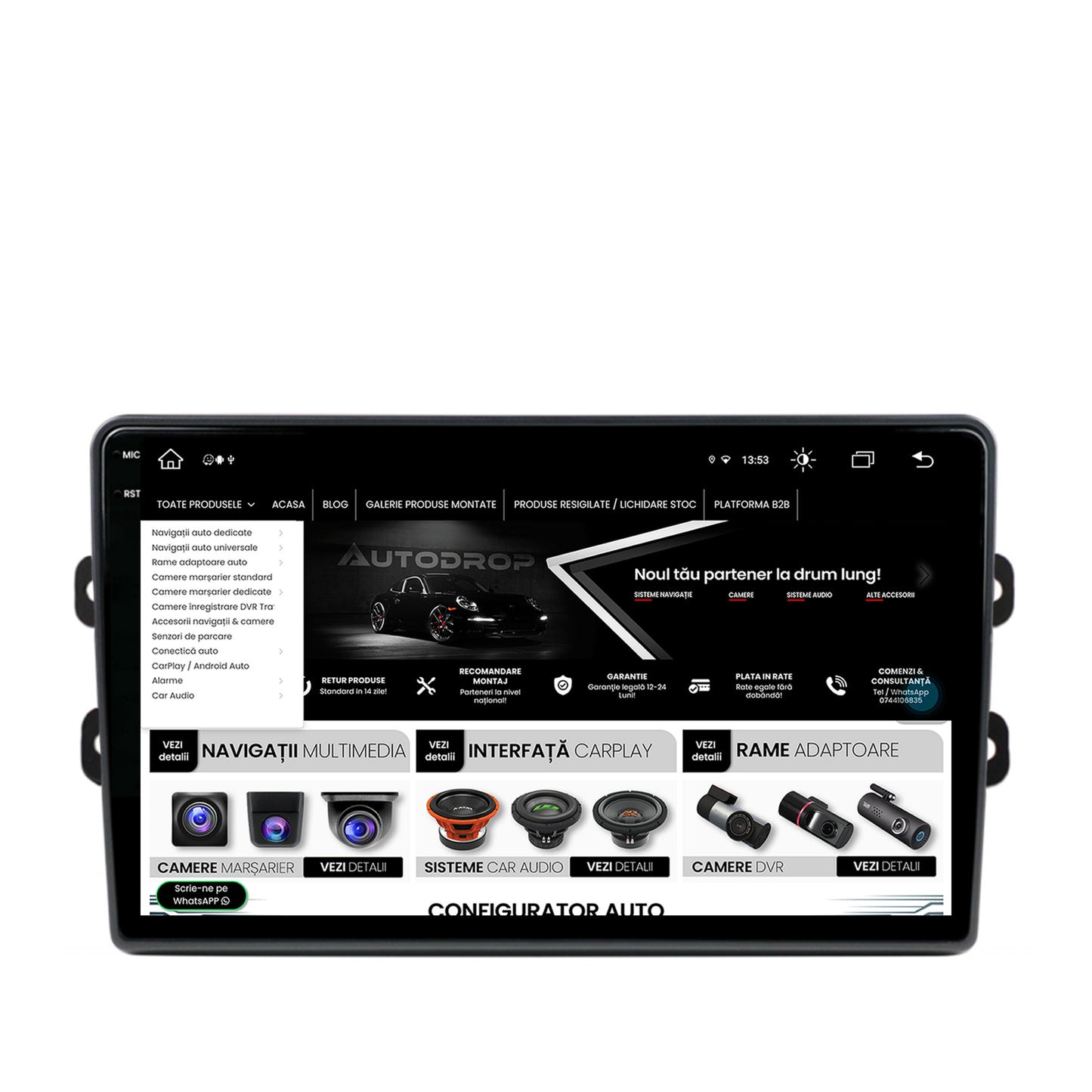 Navigatie Dacia/Renault, Android, X-Octacore / 8GB RAM + 256GB ROM, 9.5 Inch AD-BGX9008+AD-BGRKIT383