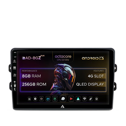 Navigatie Dacia/Renault, Android, Z-octacore / 8GB RAM + 256GB ROM, 9 Inch AD-BGZ9008+AD-BGRKIT383