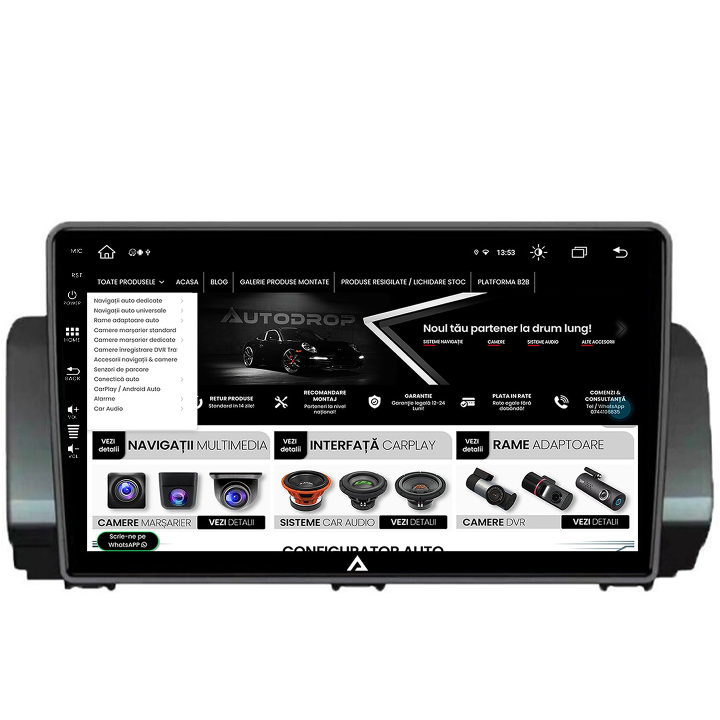Navigatie Dacia Sandero / Logan (2021-Prezent), Android, Z-Octacore / 8GB RAM + 256GB ROM, 10.1 Inch - AD-BGZ10008+AD-BGRKIT366V3
