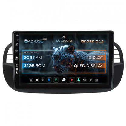 Navigatie Fiat 500 (2007-2014), Android, E-Octacore / 2GB RAM + 32GB ROM, 9 Inch - AD-BGE9002+AD-BGRKIT362V3