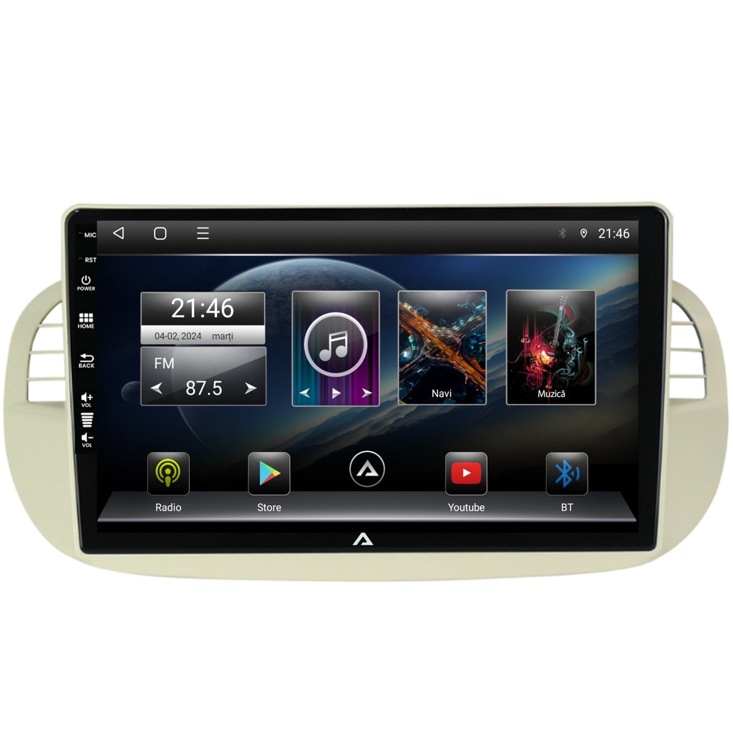 Navigatie Fiat 500 (2007-2014), Android, P-Octacore / 2GB RAM + 32GB ROM, 9 Inch - AD-BGP9002+AD-BGRKIT362V2