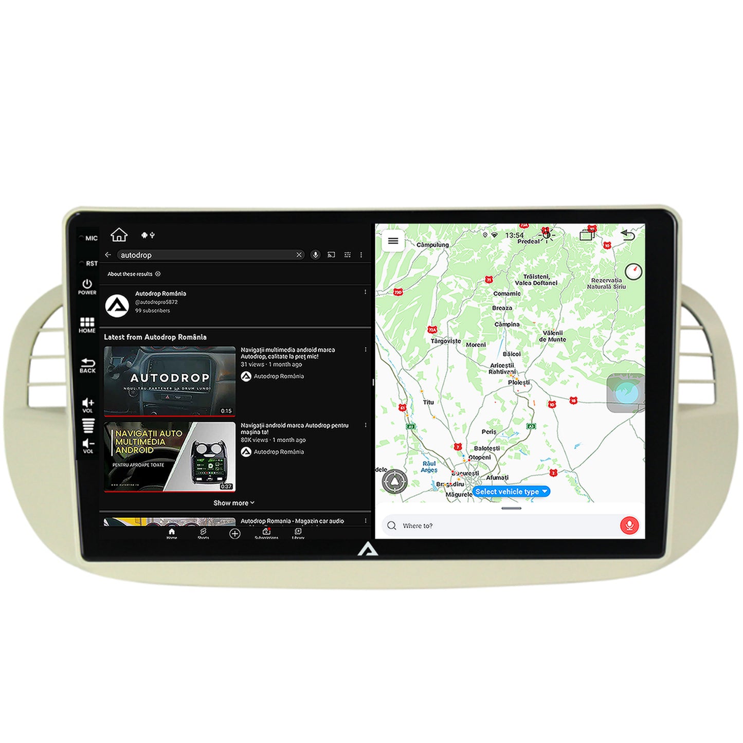 Navigatie Fiat 500 (2007-2014), Android, Z-Octacore / 8GB RAM + 256GB ROM, 9 Inch - AD-BGZ9008+AD-BGRKIT362V2