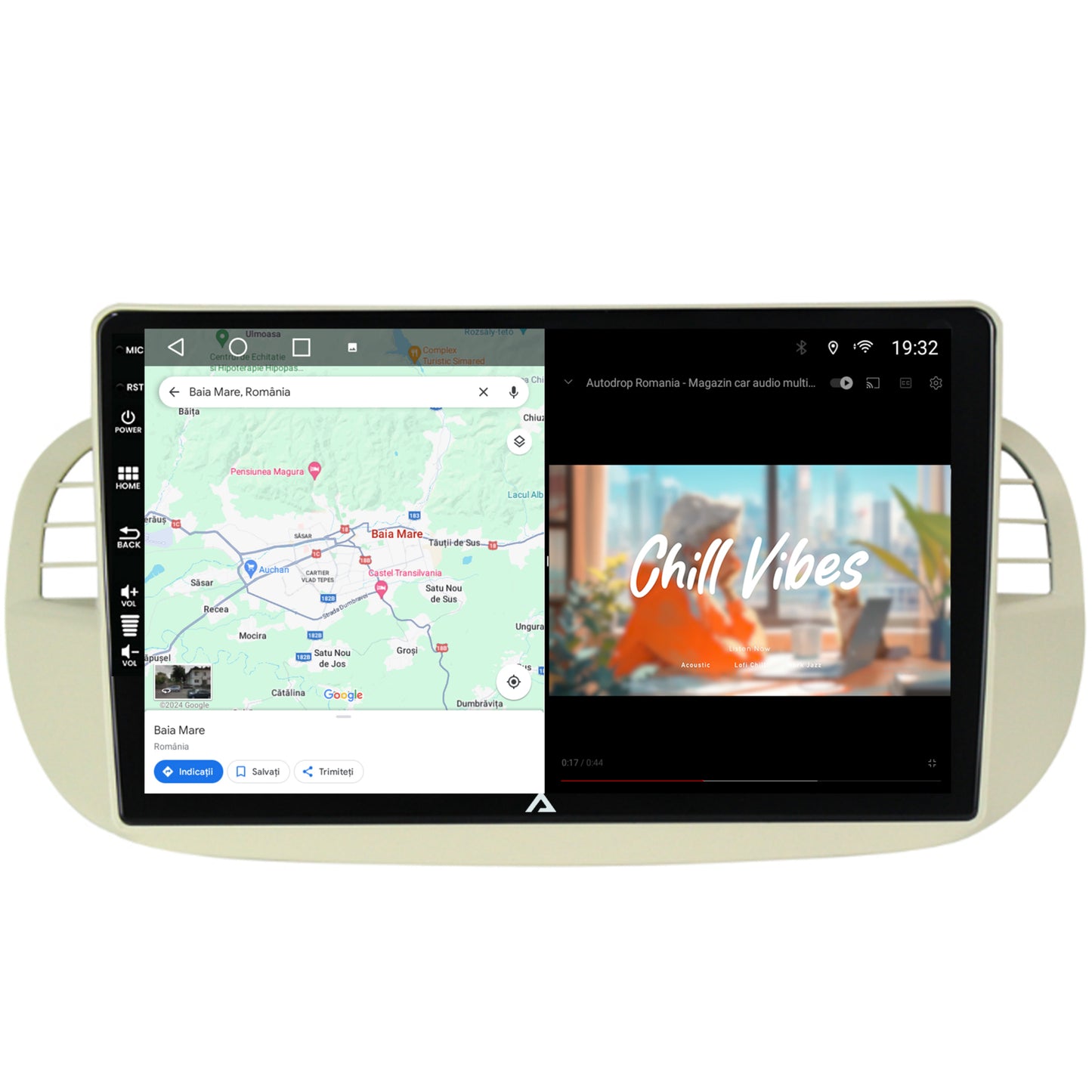 Navigatie Fiat 500 (2007-2014), Android, A-Octacore / 4GB RAM + 64GB ROM, 9 Inch - AD-BGA9004+AD-BGRKIT362V2