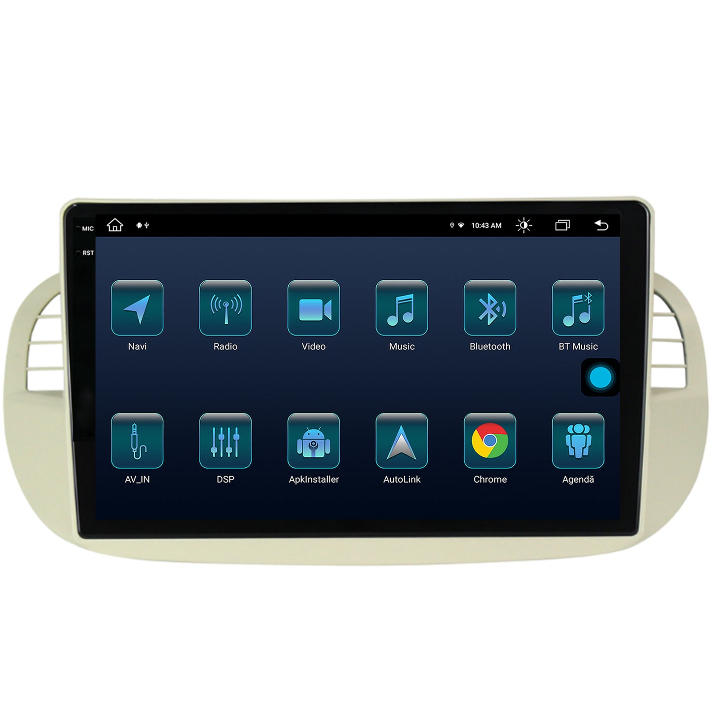 Navigatie Fiat 500 (2007-2014), Android, X-Octacore / 8GB RAM + 256GB ROM, 9.5 Inch - AD-BGX9008+AD-BGRKIT362V2